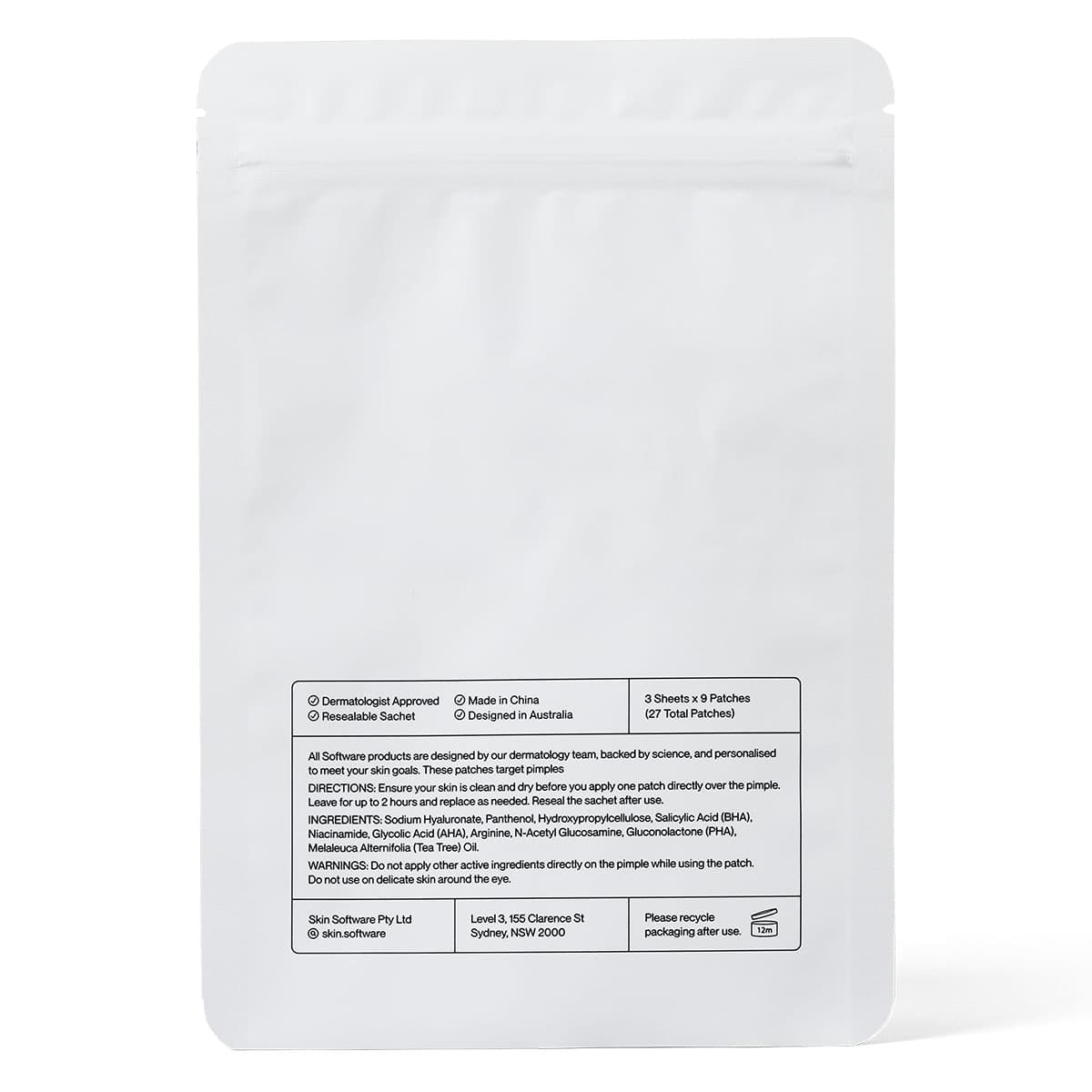 Thumbnail Software AHA/BHA Pimple Patches 27 Pack