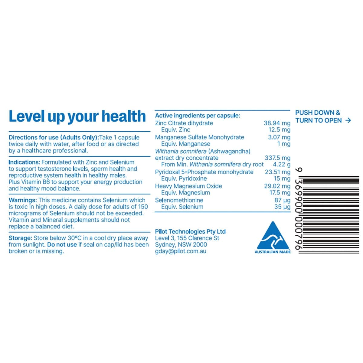 Thumbnail Pilot Testosterone Support 60 Capsules