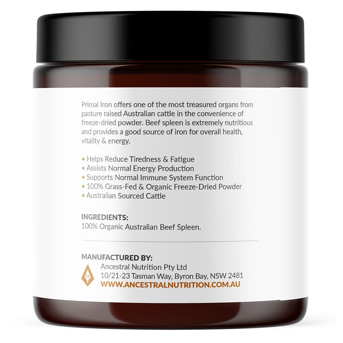 Thumbnail Ancestral Nutrition Primal Iron Grass Fed Beef Spleen Powder 60g