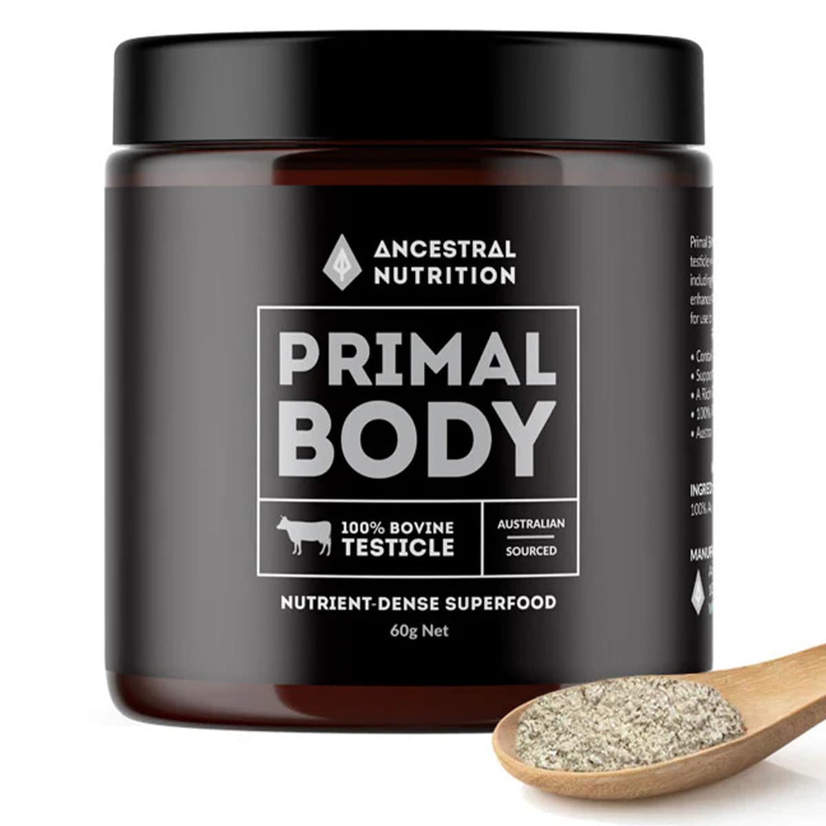 Thumbnail Ancestral Nutrition Primal Body Grass Fed Bovine Testicle Powder 60g