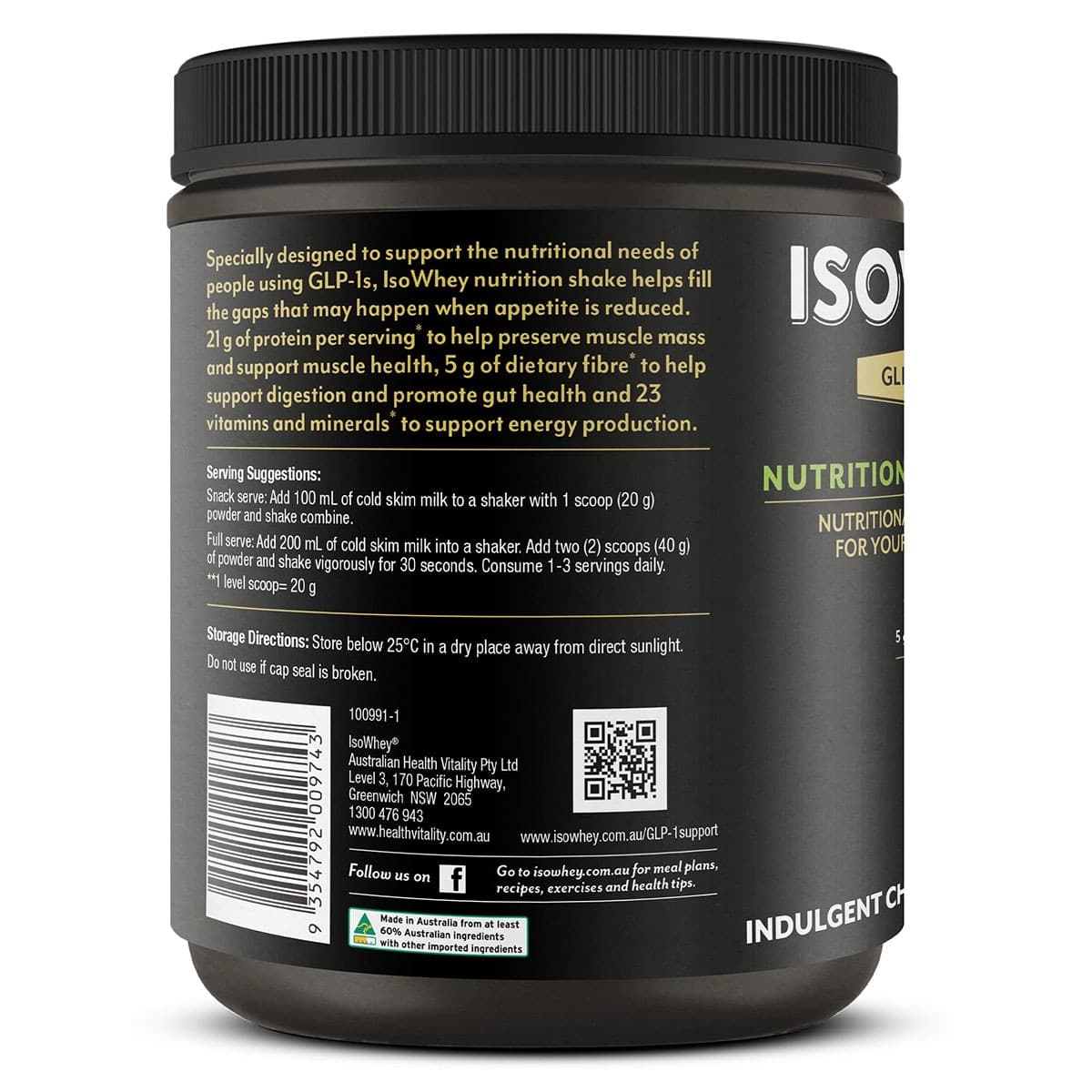 Thumbnail Isowhey GLP-1 Support Nutrition Shake Chocolate 480g