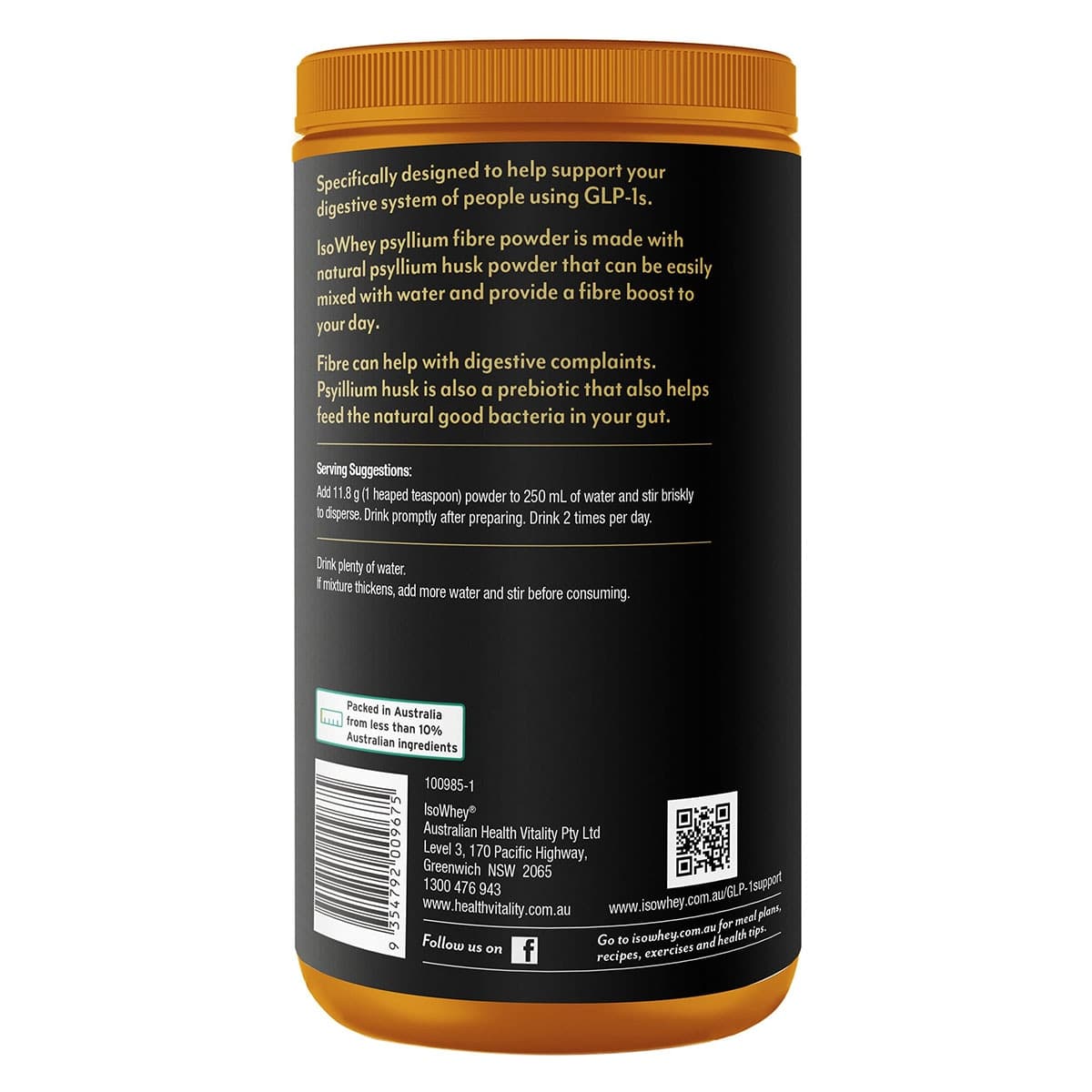 Thumbnail Isowhey GLP-1 Support Psyllium Fibre Powder Orange 673g