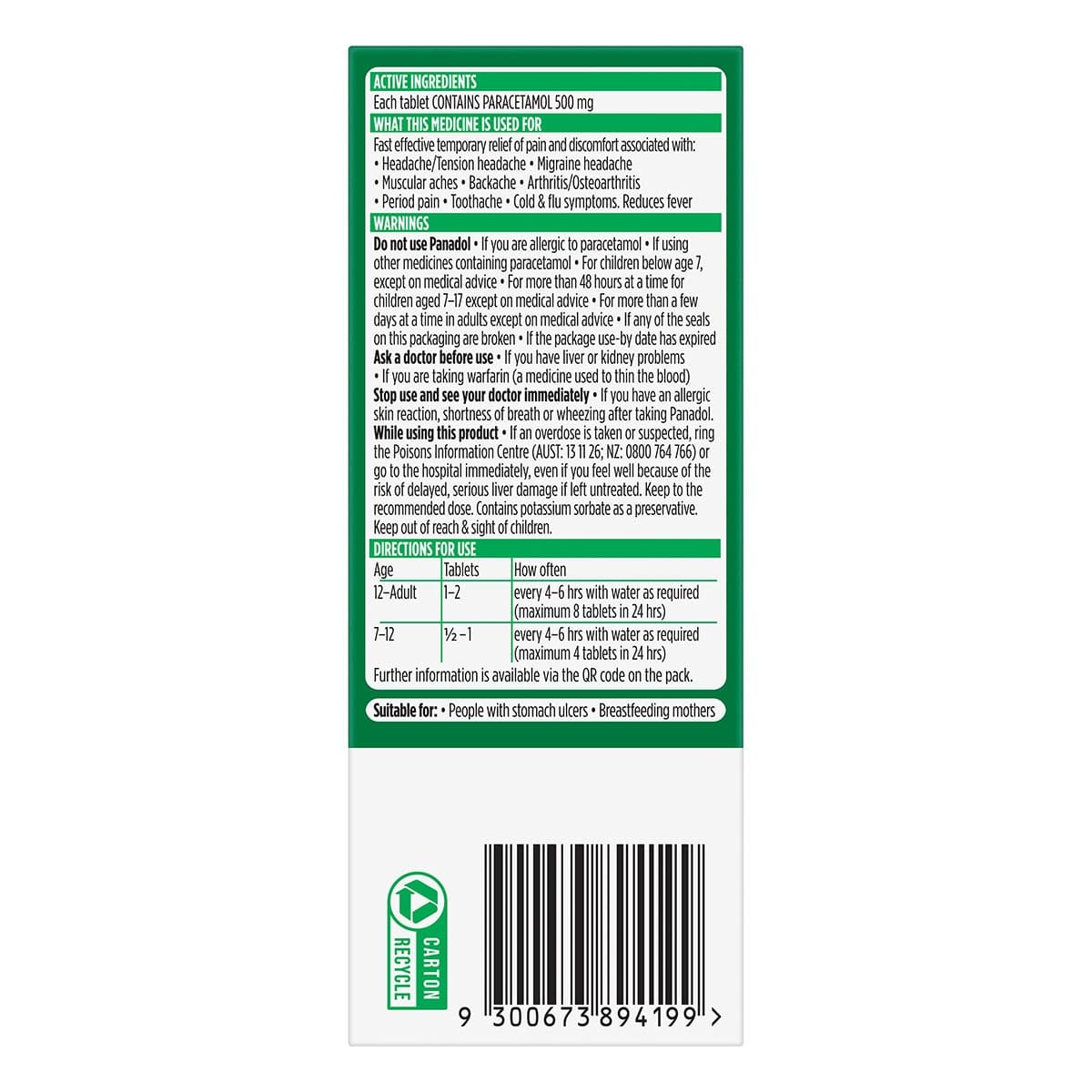 Thumbnail Panadol Pain Relief 48 Tablets