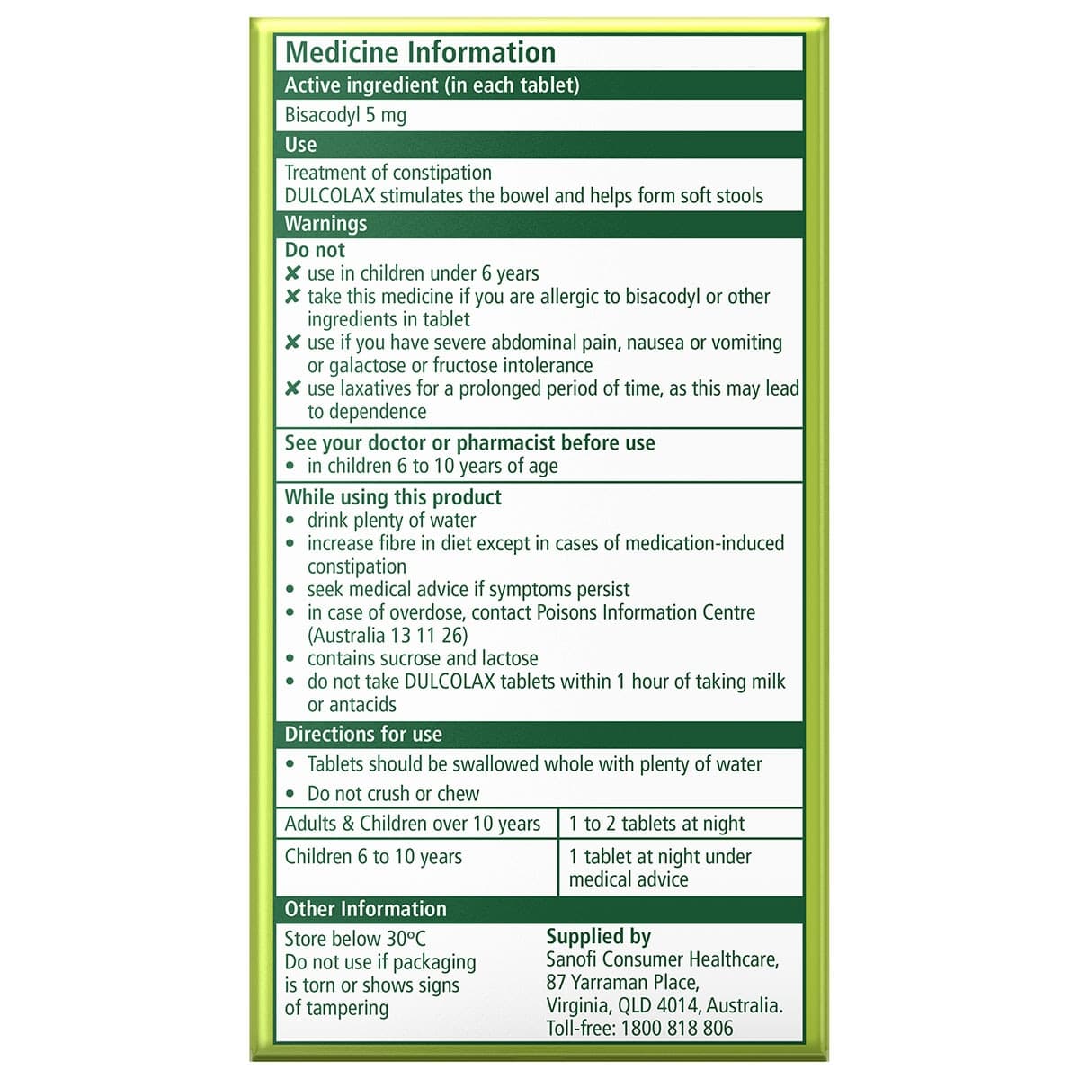 Thumbnail Dulcolax Bisacodyl 5mg 200 Tablets