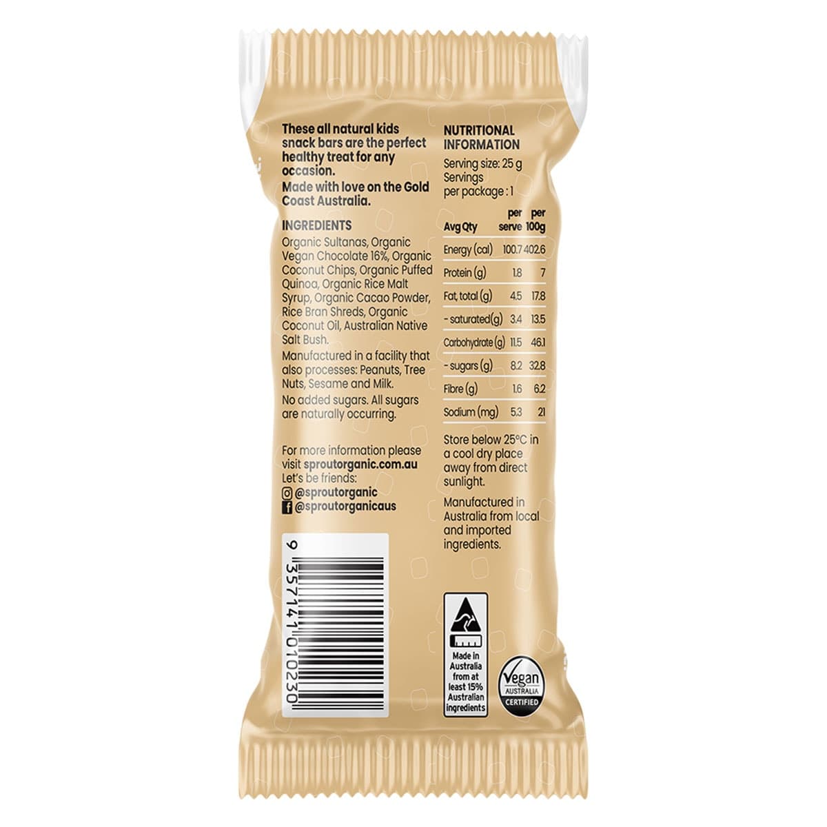 Thumbnail Sprout Organic Kids Plant Based Choc Brownie Bars 4 Pack