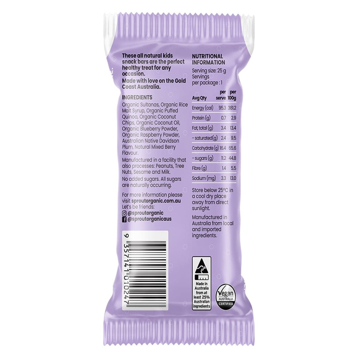Thumbnail Sprout Organic Kids Plant Based Super Berry Bars 4 Pack