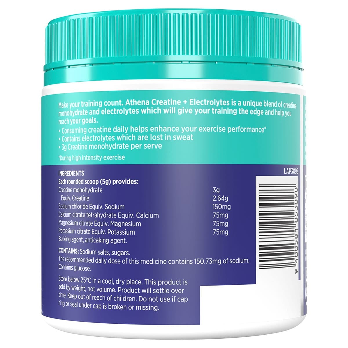 Thumbnail Athena Creatine + Electrolytes Unflavoured 270g