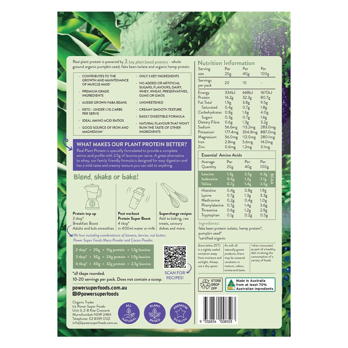 Thumbnail Power Super Foods Real Plant Protein Natural 400g