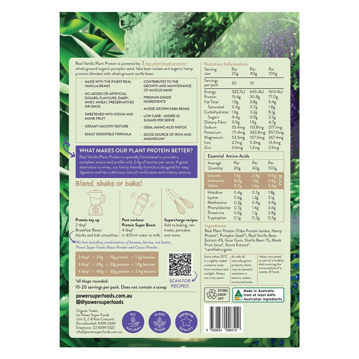 Thumbnail Power Super Foods Real Plant Protein Vanilla Bean 400g