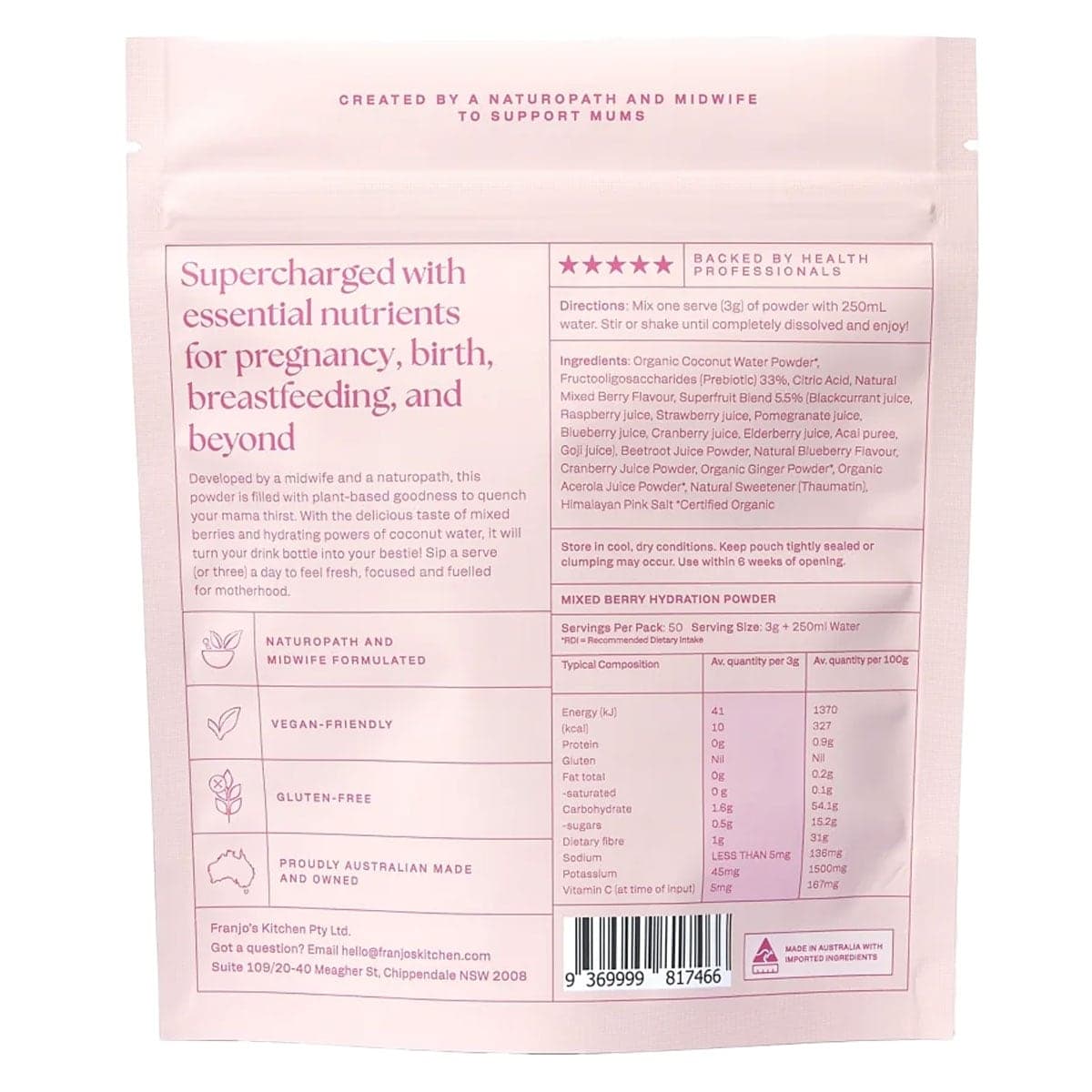 Thumbnail Franjos Kitchen Motherhood Hydration Powder Mixed Berry 150g
