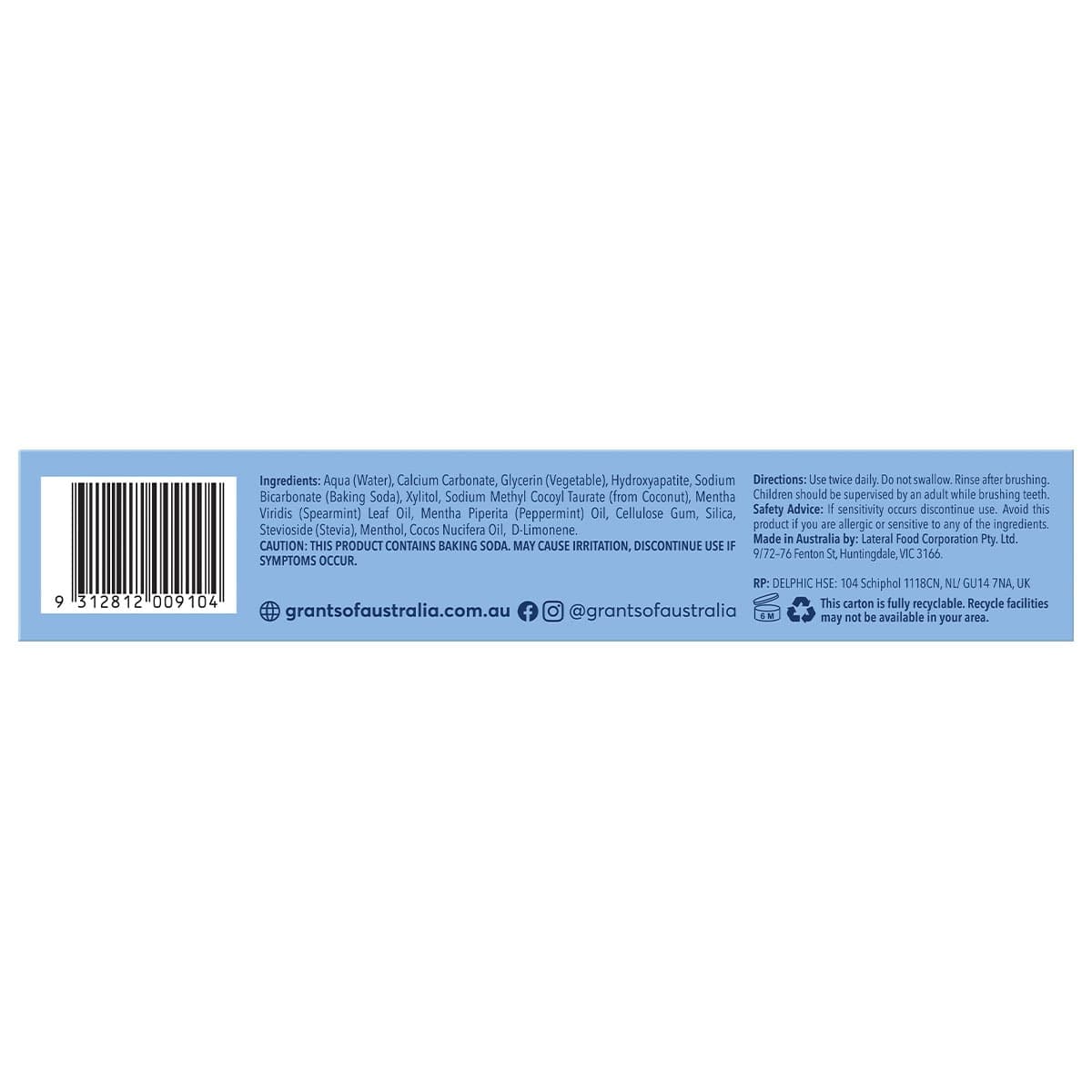 Thumbnail Grants Whitening with HA Natural Toothpaste 110g