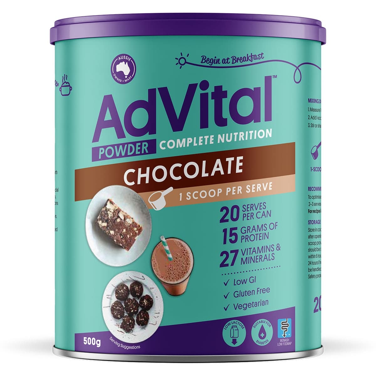 Thumbnail AdVital Nutritionally Complete Chocolate Powder 500g