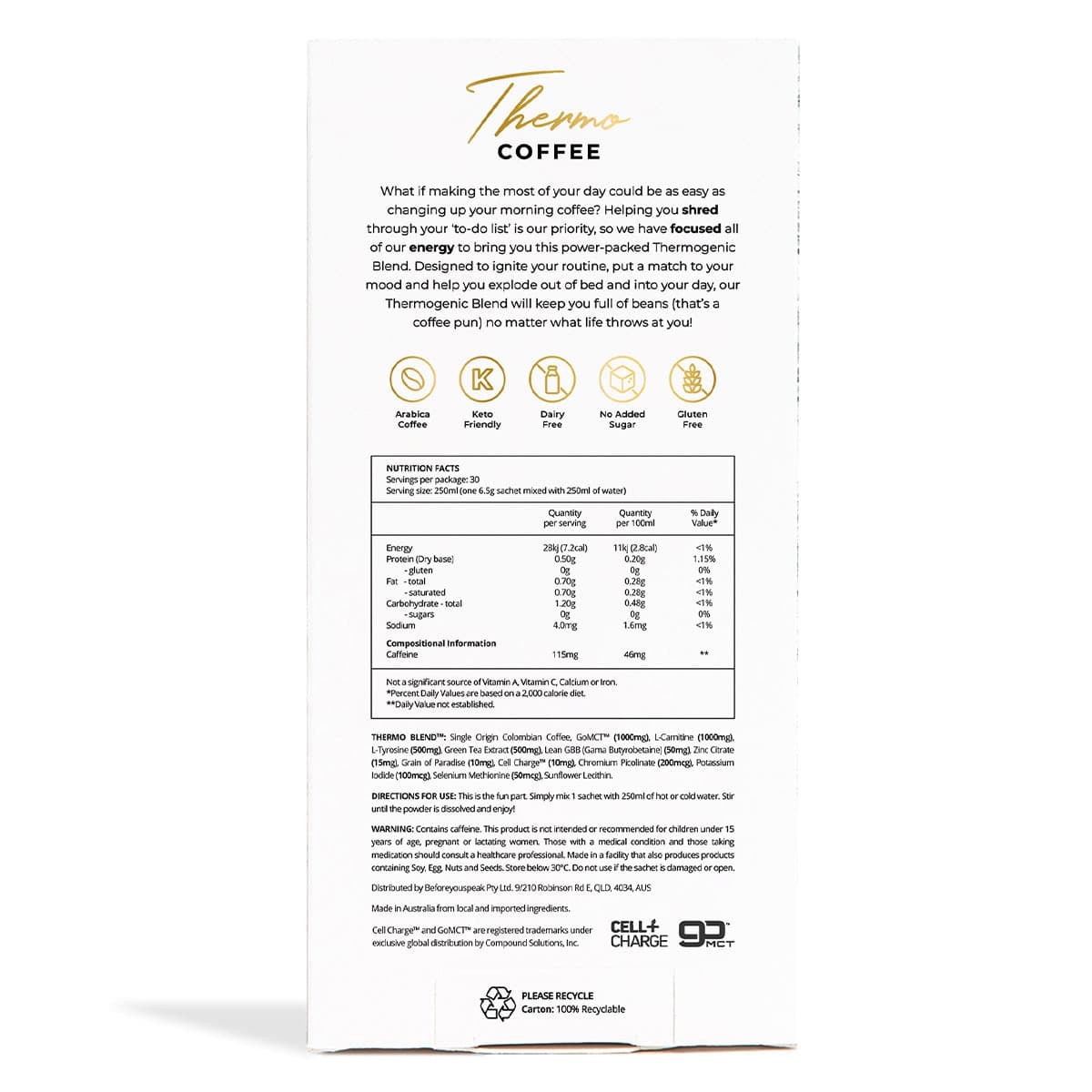 Thumbnail Beforeyouspeak Thermo Coffee Unsweetened 30 x 6.5g