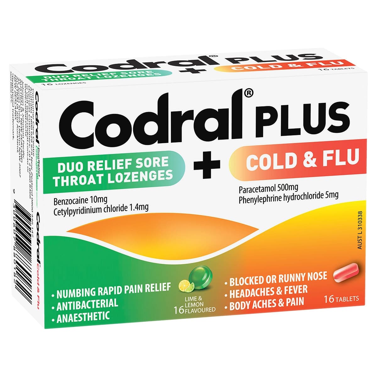 Thumbnail Codral Plus Cold & Flu + Sore Throat Lozenges Combo Kit 32 Pack