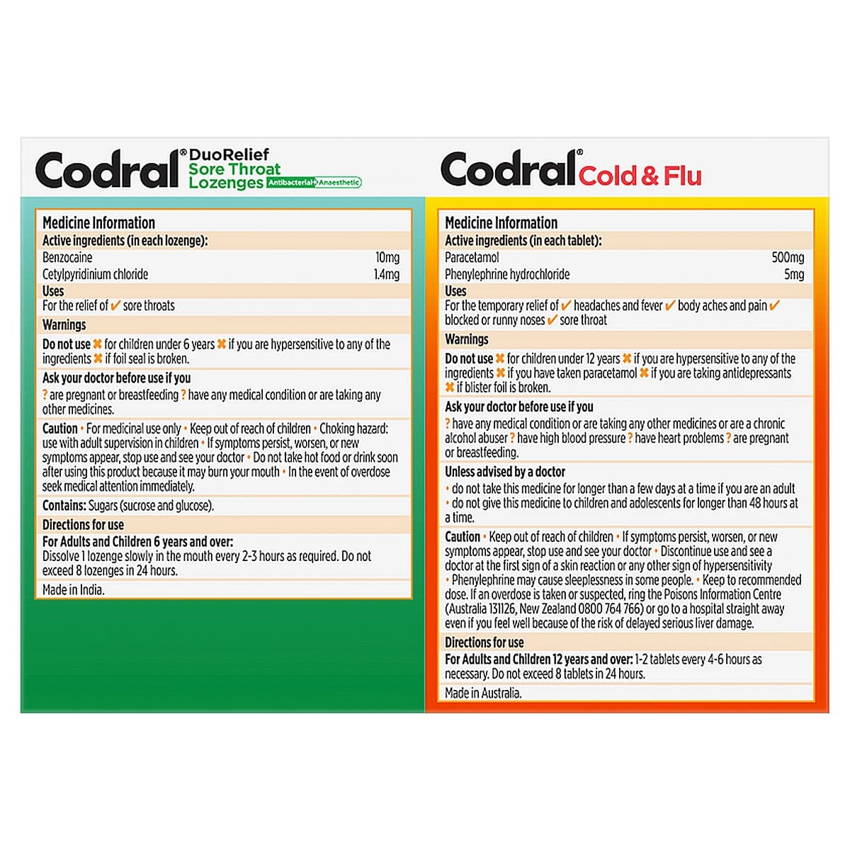 Thumbnail Codral Plus Cold & Flu + Sore Throat Lozenges Combo Kit 32 Pack