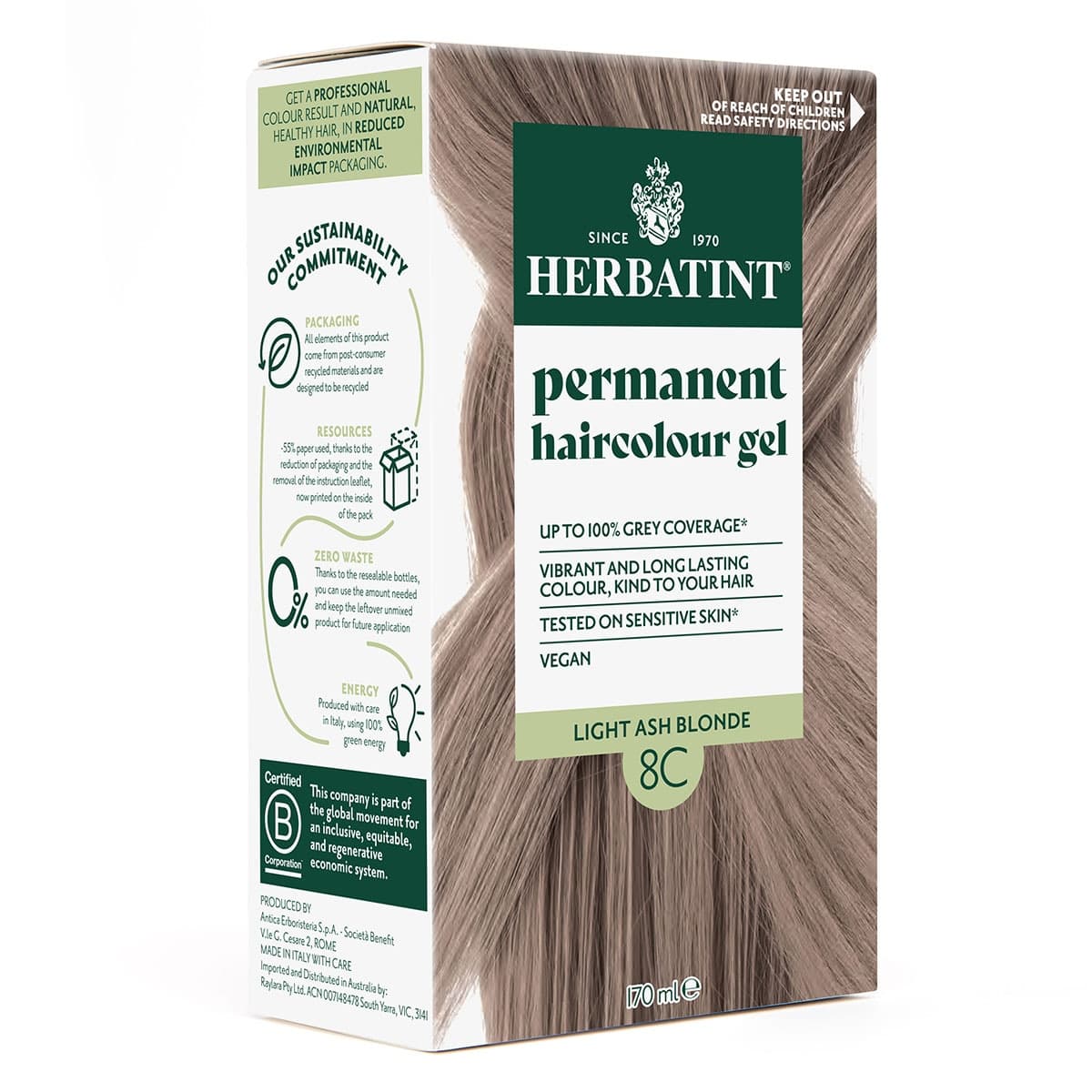 Thumbnail Herbatint Hair Colour Gel 8C Light Ash Blonde 170ml