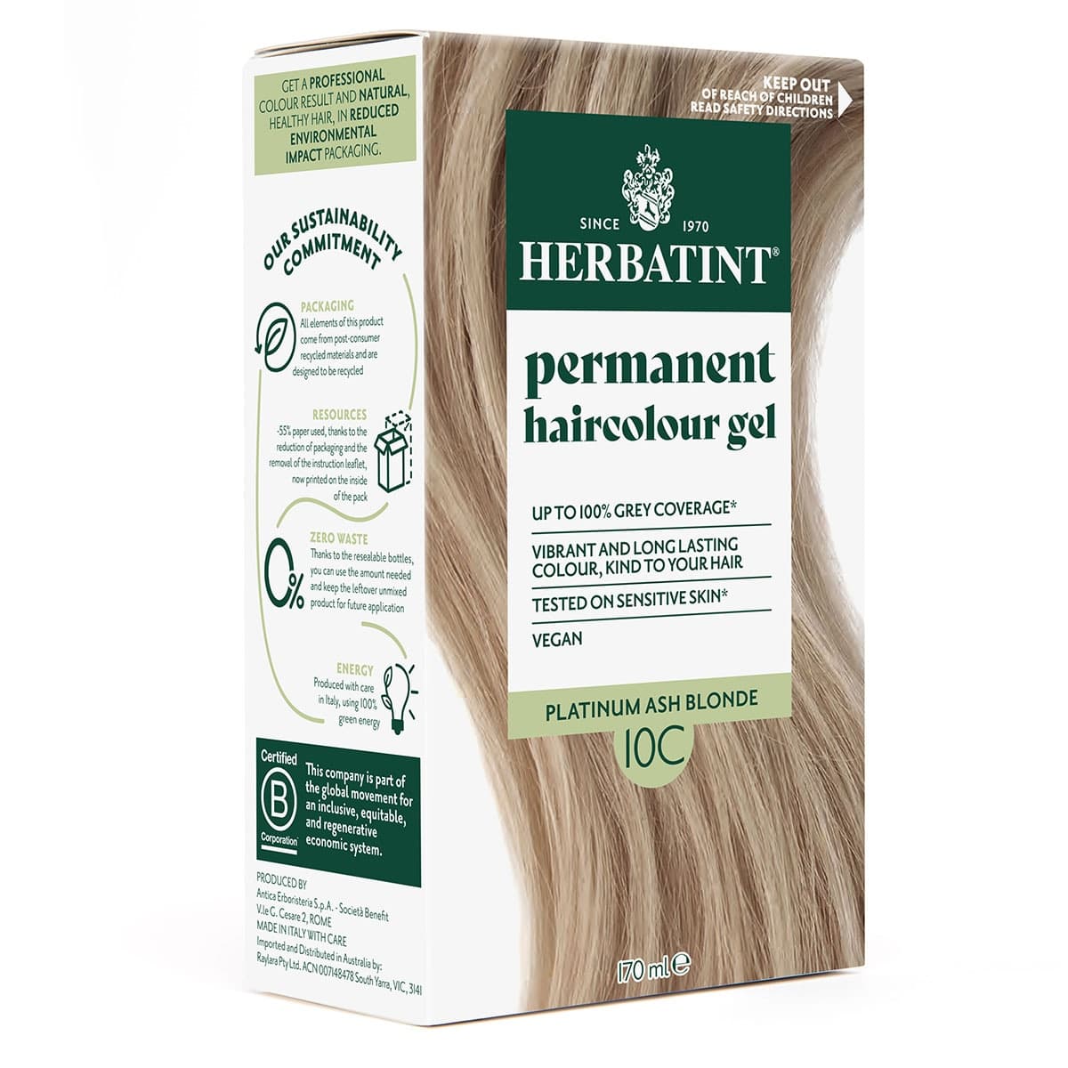 Thumbnail Herbatint Hair Colour Gel 10C Platinum Ash Blonde 170ml