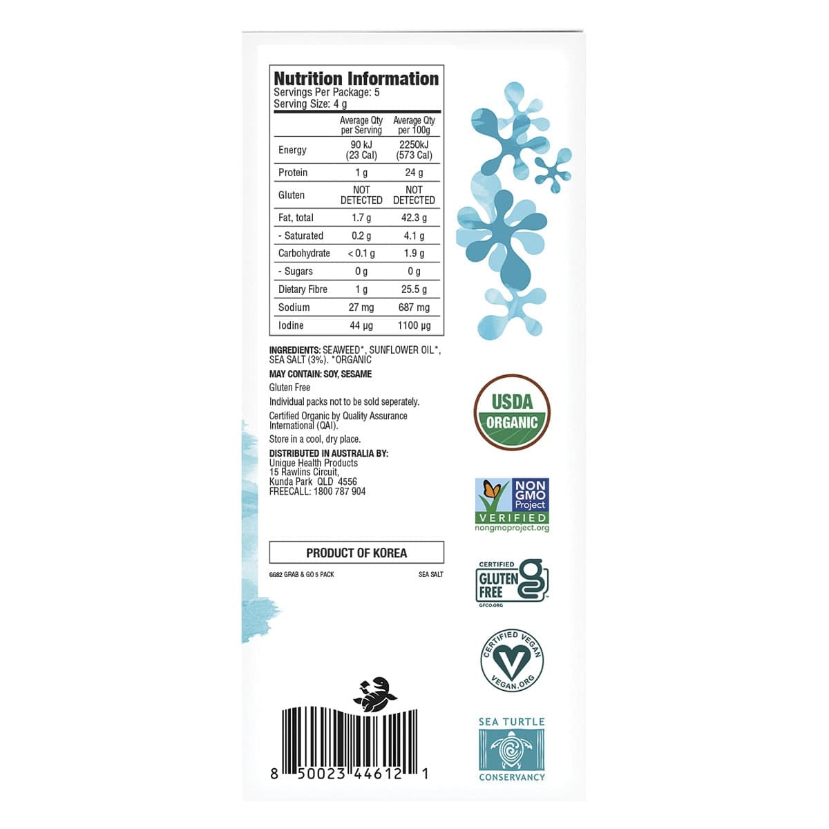Thumbnail Gimme Roasted Seaweed Snacks Grab & Go Sea Salt 5x4g