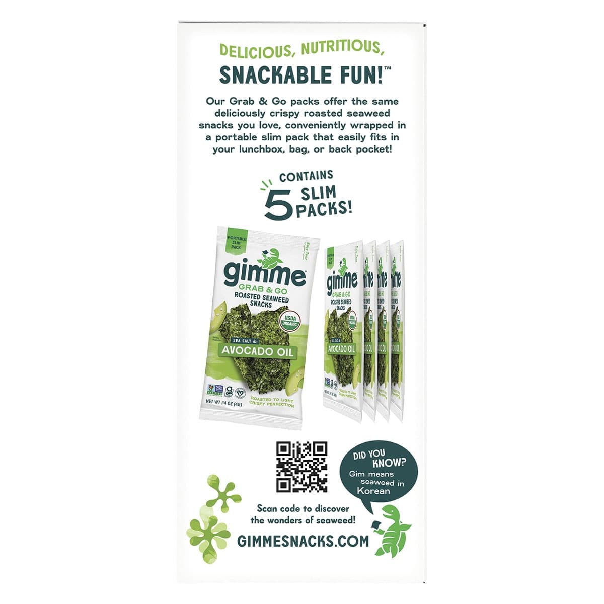 Thumbnail Gimme Roasted Seaweed Snacks Grab & Go Sea Salt & Avocado Oil 5x4g