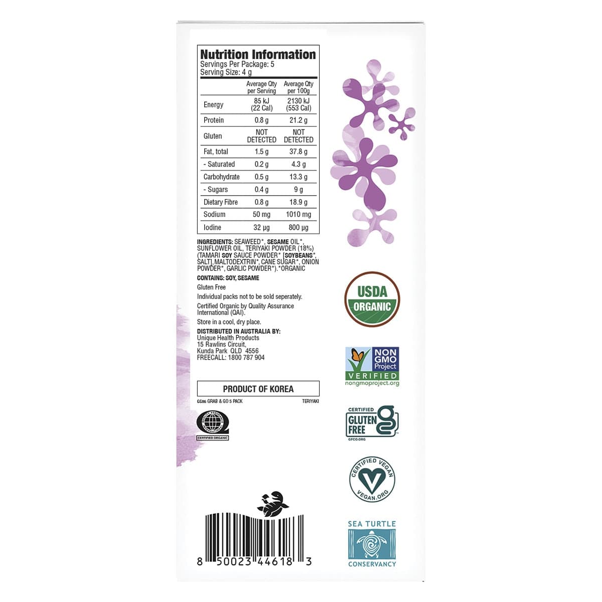 Thumbnail Gimme Roasted Seaweed Snacks Grab & Go Teriyaki 5x4g
