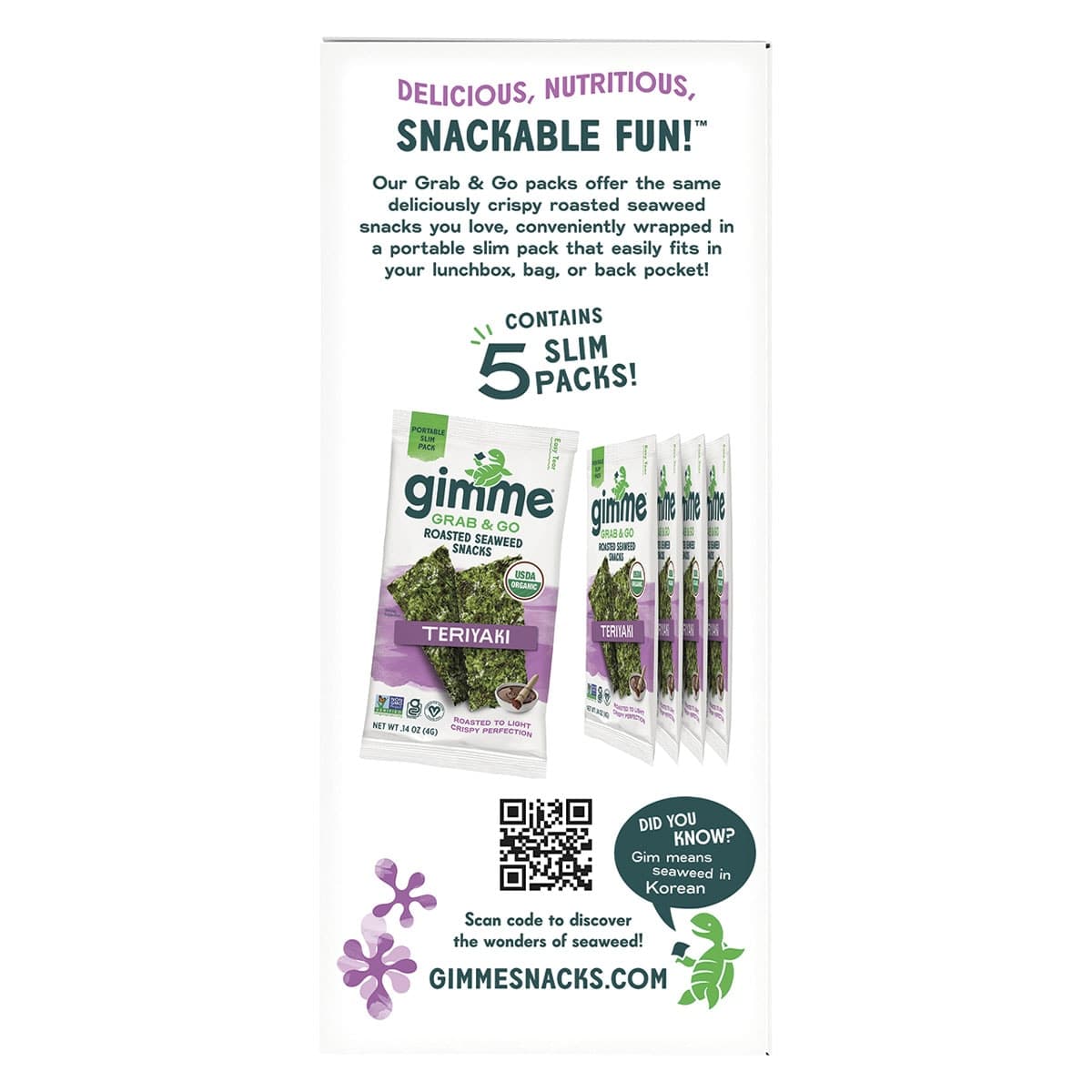 Thumbnail Gimme Roasted Seaweed Snacks Grab & Go Teriyaki 5x4g