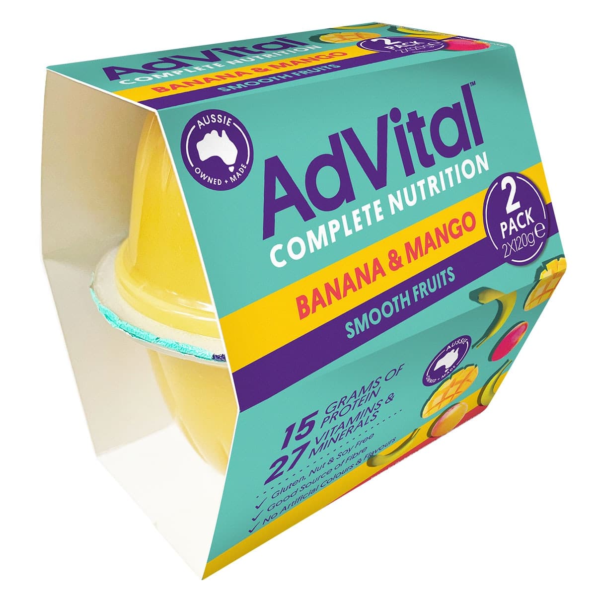 Thumbnail AdVital Nutritionally Complete Banana and Mango Smooth Fruits 2 Pack