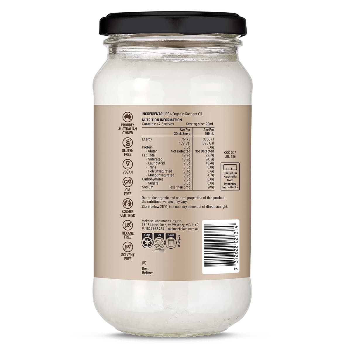 Thumbnail Melrose Organic Full Flavour Coconut Oil 950ml