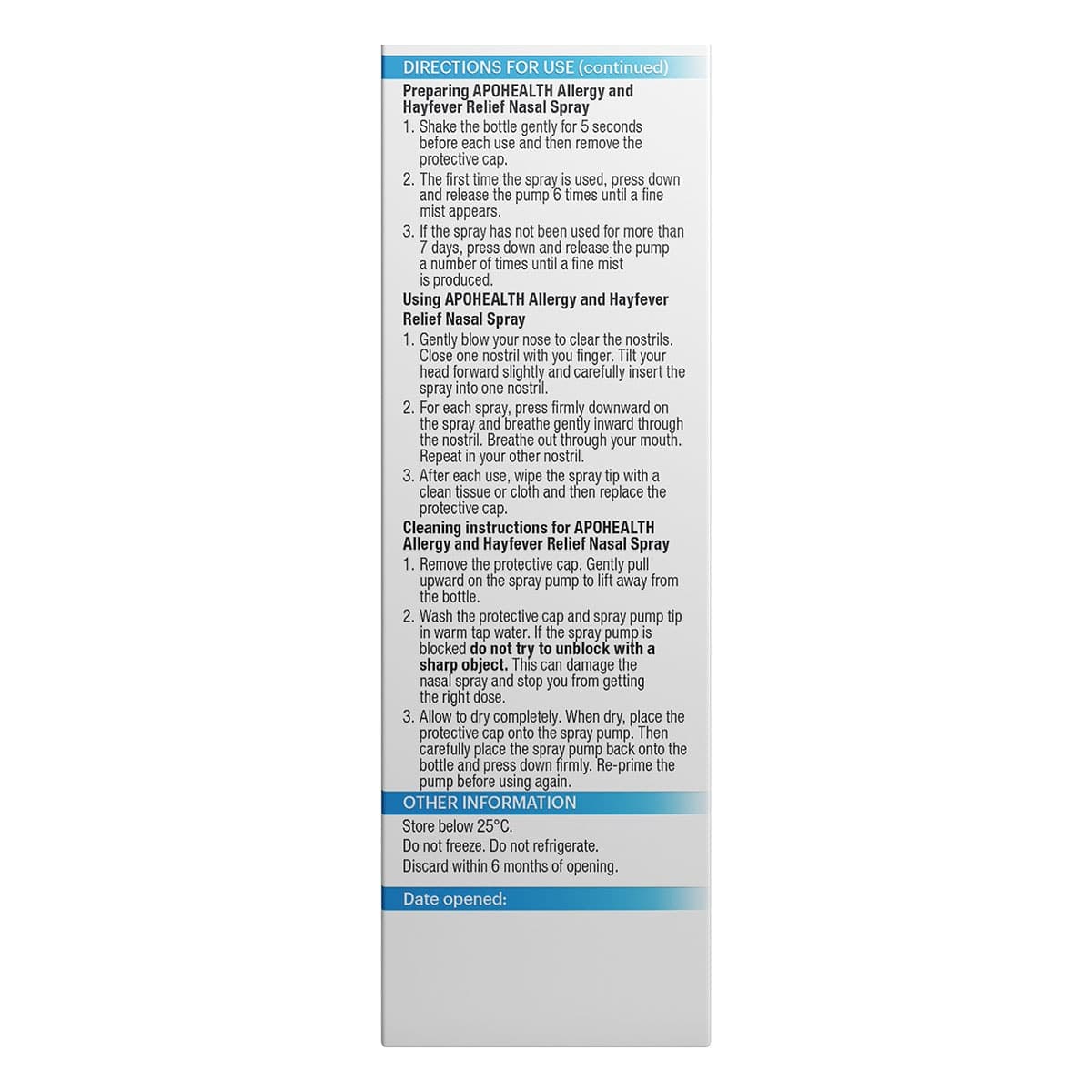 Thumbnail APOHEALTH Allergy and Hayfever Nasal Spray 120 Metered Sprays