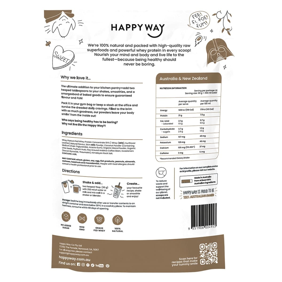 Thumbnail Happy Way Whey Protein Powder Coffee 1kg