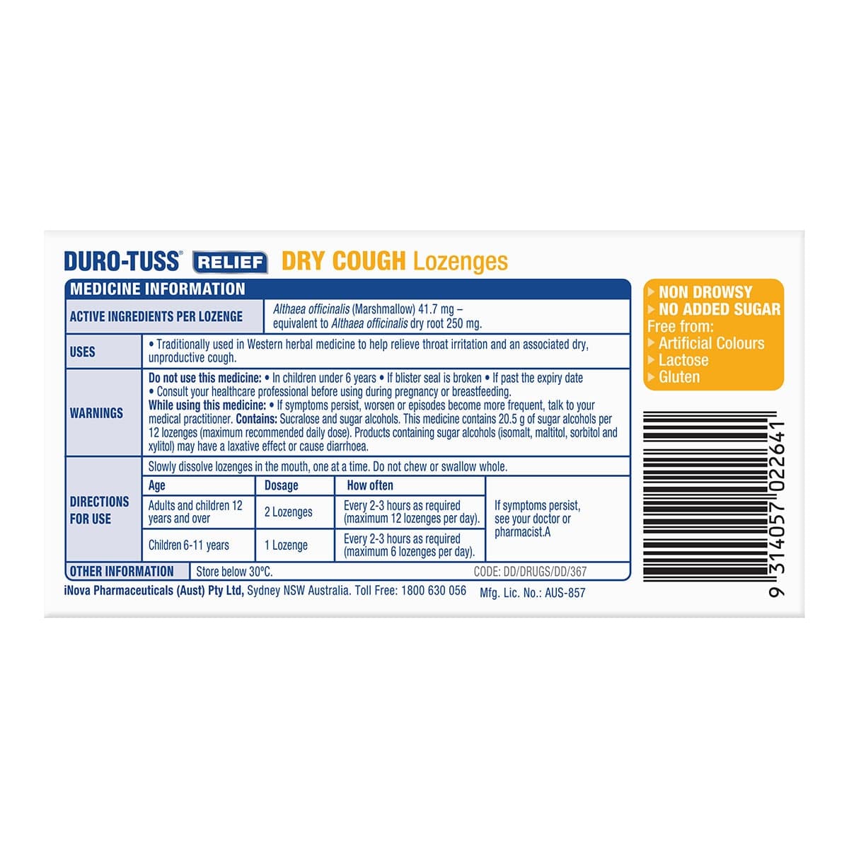 Thumbnail Durotuss Relief Dry Cough Lozenges 24 Pack