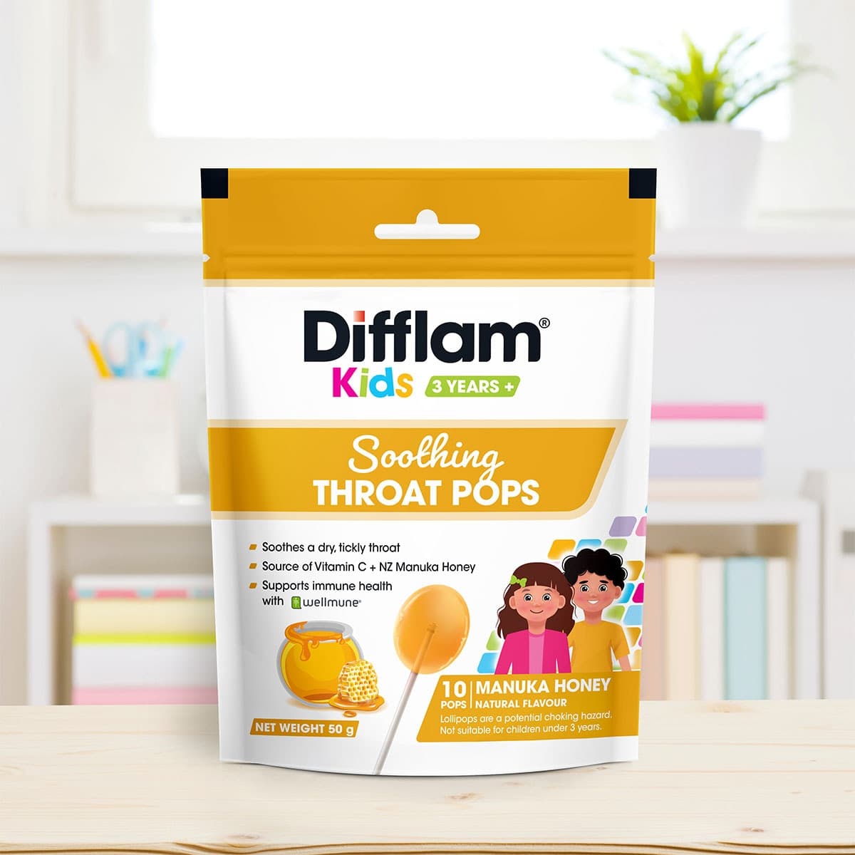 Thumbnail Difflam Kids Soothing Throat Pops Manuka Honey 10 Pack