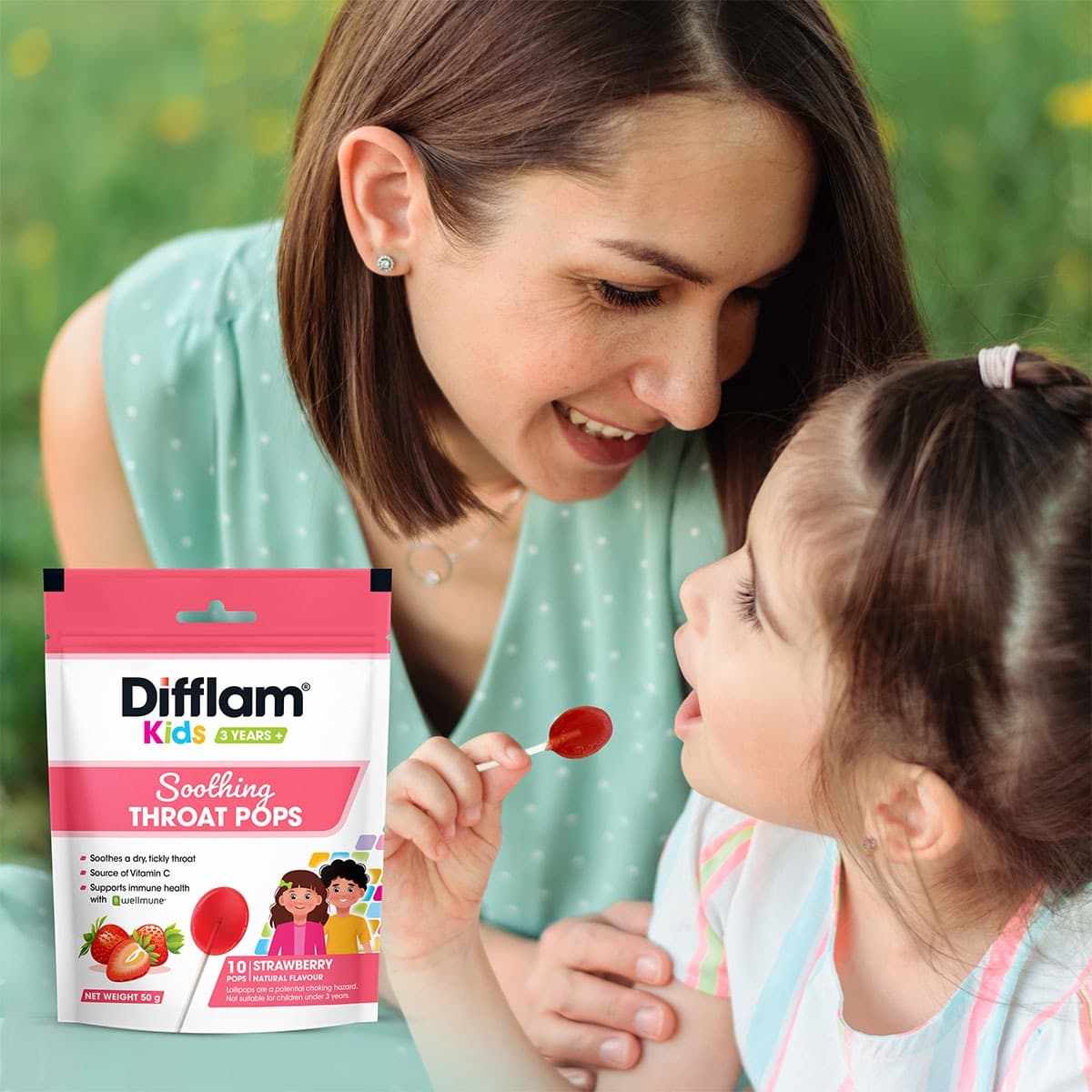 Thumbnail Difflam Kids Soothing Throat Pops Strawberry 10 Pack