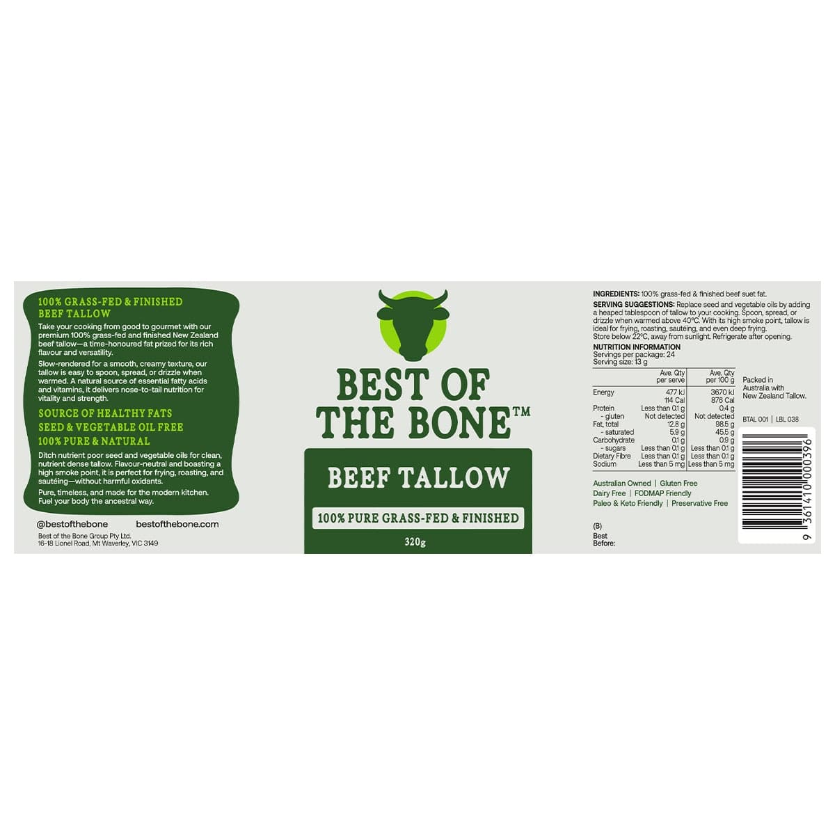 Thumbnail Best Of The Bone Grass-fed Tallow 320g