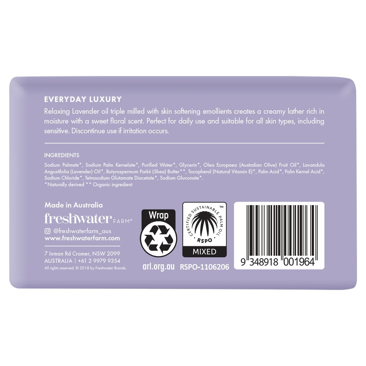 Thumbnail Freshwater Farm Lavender Oil Body Bar 200g