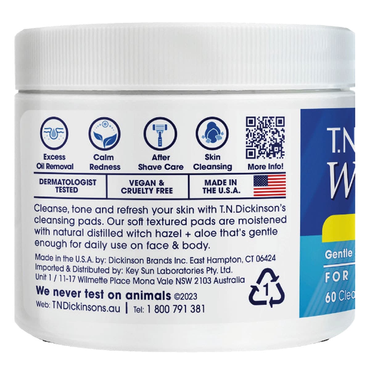 Thumbnail TN Dickinsons Witch Hazel 60 Face Wipes
