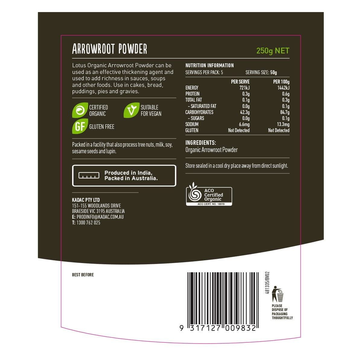 Thumbnail Lotus Organic Arrowroot Powder 250g
