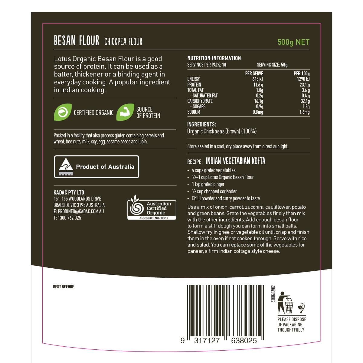 Thumbnail Lotus Organic Besan Flour 500g