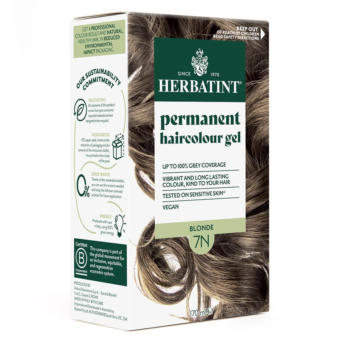 Thumbnail Herbatint Permanent Hair Colour Gel 7N Blonde 170ml