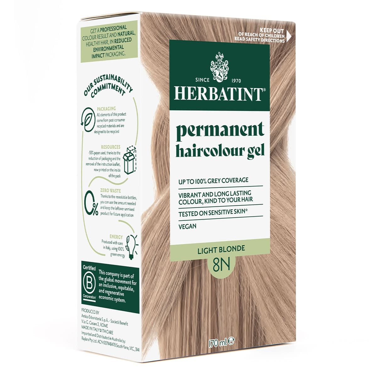 Thumbnail Herbatint Permanent Hair Colour Gel 8N Light Blonde 170ml