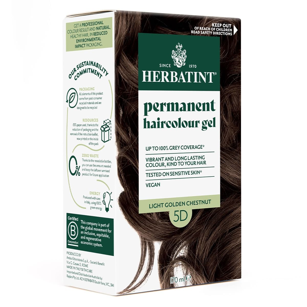 Thumbnail Herbatint Permanent Hair Colour Gel 5D Light Golden Chestnut 170ml