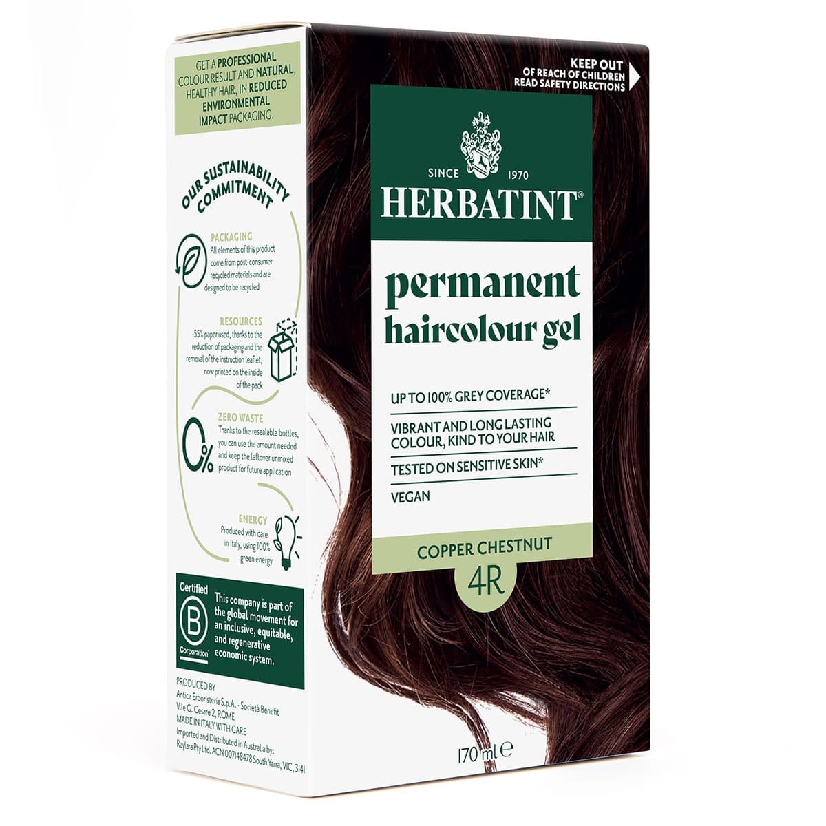 Thumbnail Herbatint Permanent Hair Colour Gel 4R Copper Chestnut 170ml