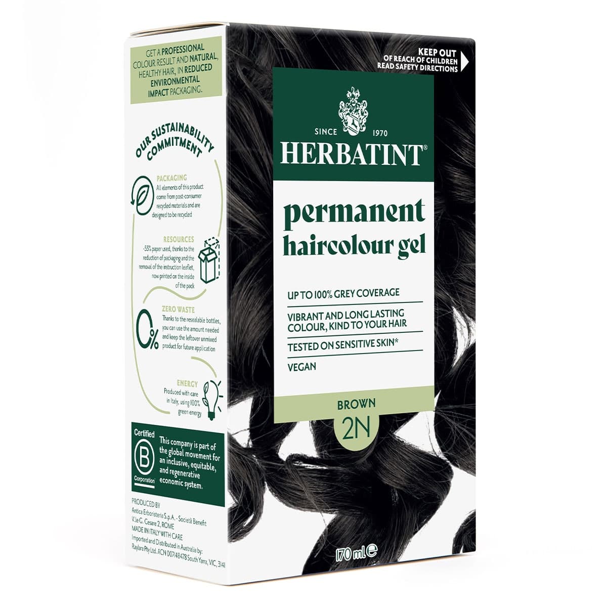 Thumbnail Herbatint Permanent Hair Colour Gel 2N Brown 170ml