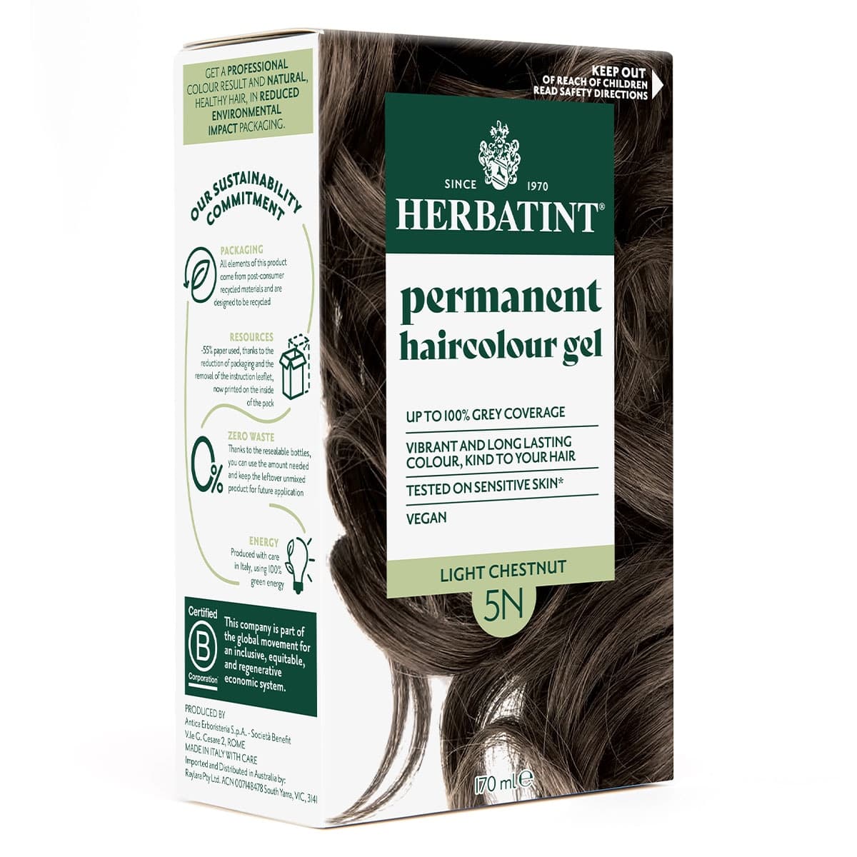 Thumbnail Herbatint Permanent Hair Colour Gel 5N Light Chestnut 170ml