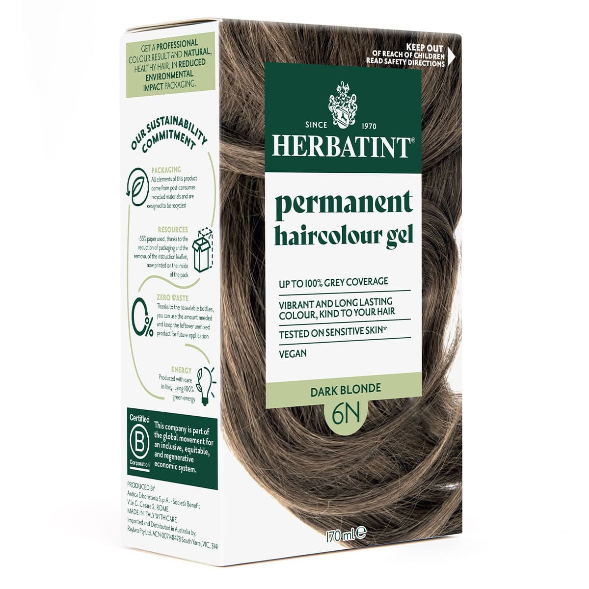 Thumbnail Herbatint Permanent Hair Colour Gel 6N Dark Blonde 170ml