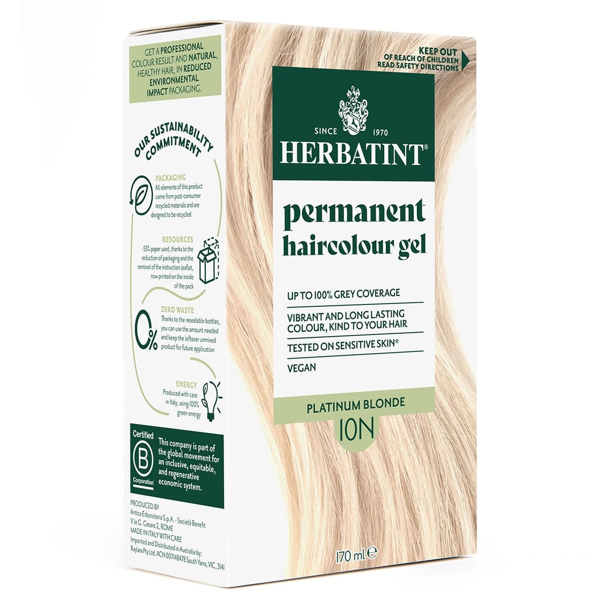 Thumbnail Herbatint Permanent Hair Colour Gel 10N Platinum Blonde 170ml