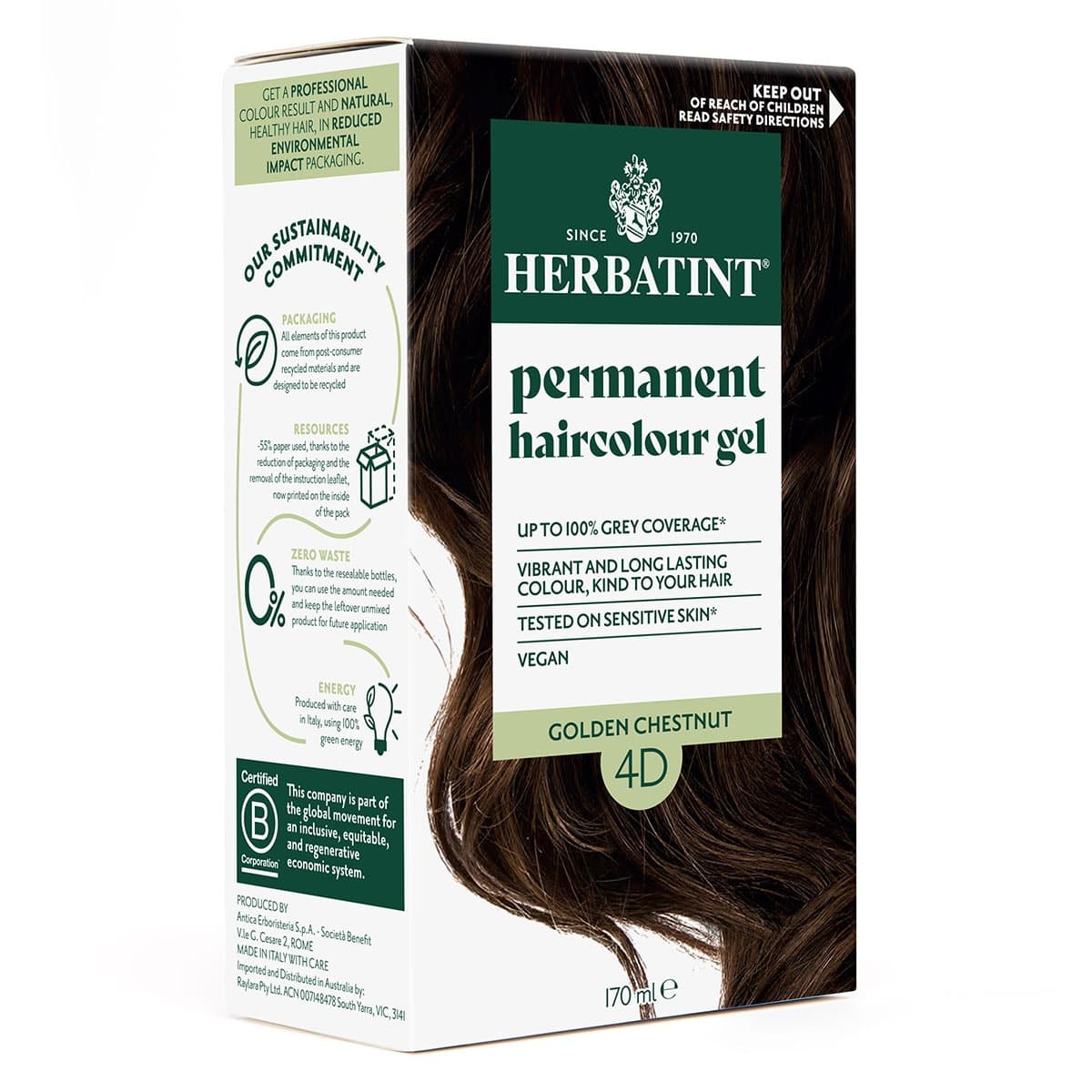 Thumbnail Herbatint Permanent Hair Colour Gel 4D Golden Chestnut 170ml