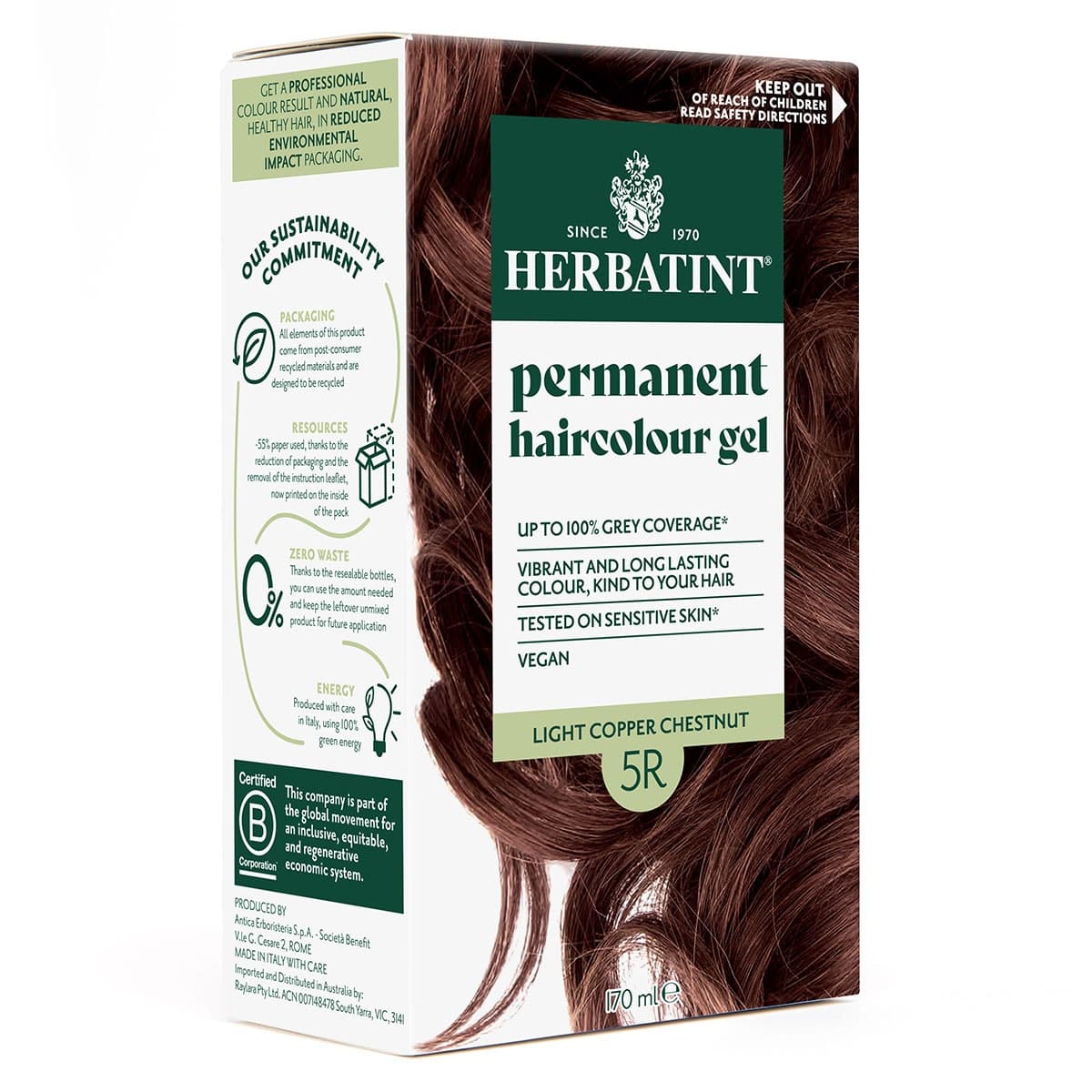 Thumbnail Herbatint Permanent Hair Colour Gel 5R Light Copper Chestnut 170ml