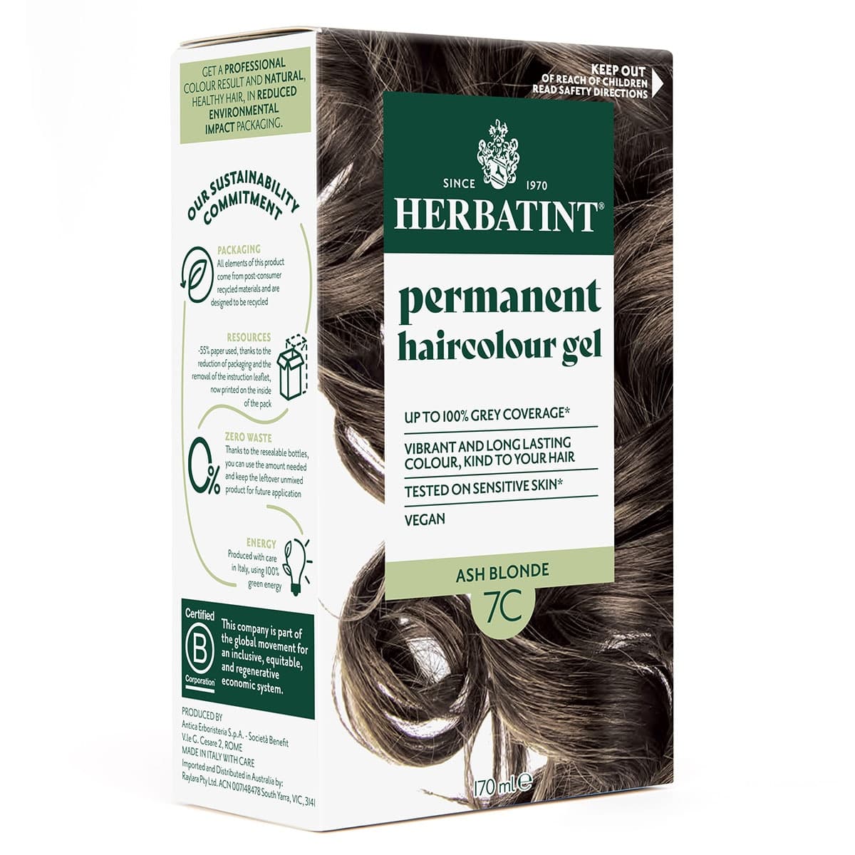 Thumbnail Herbatint Permanent Hair Colour Gel 7C Ash Blonde 170ml