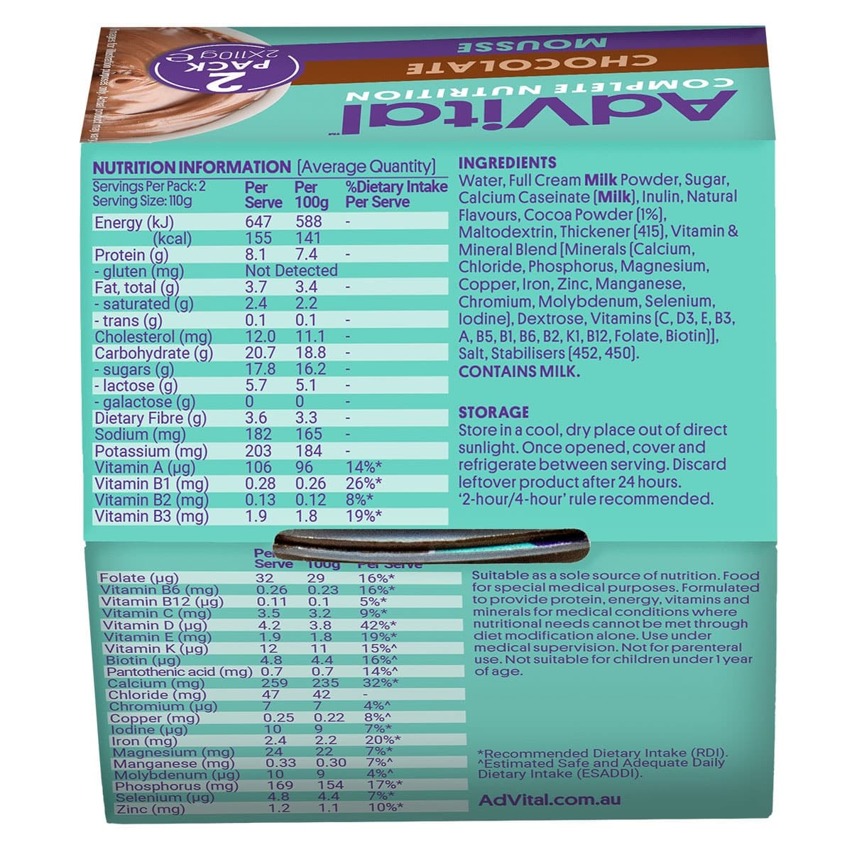 Thumbnail AdVital Nutritionally Complete Chocolate Mousse 2 Pack
