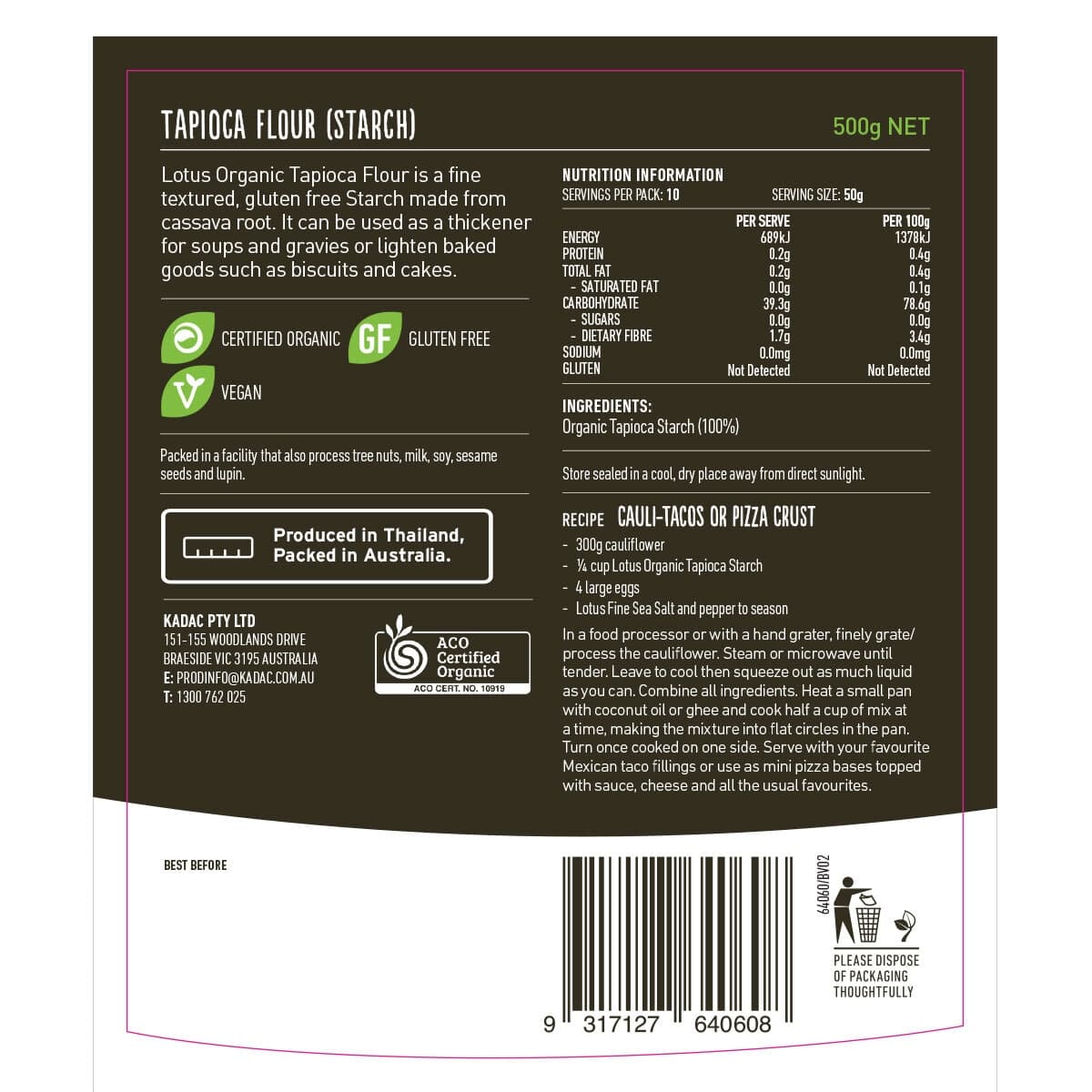 Thumbnail Lotus Organic Tapioca Flour 500g
